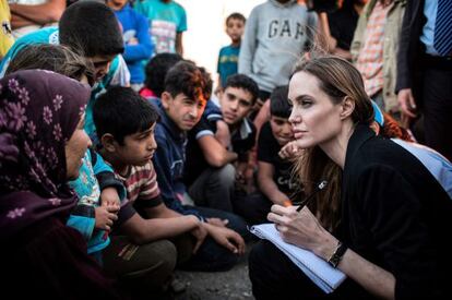 Angelina Jolie, en Jordania con los refugiados sirios.