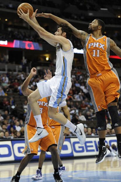 Rudy Fernández, durante su estreno con los Nuggets.