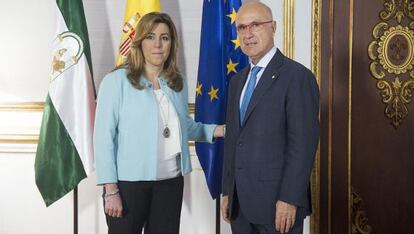 Susana Díaz con Josep Antoni Duran i Lleida, este viernes en Sevilla.