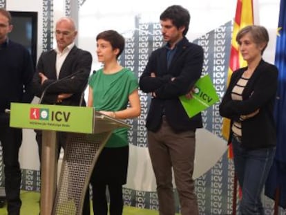 De izquierda a derecha, Joan Herrera, Raúl Romeva, Ska Keller, Ernest Urtasun y Dolors Camats.