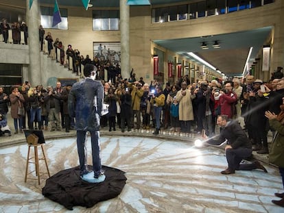 Un momento de la inauguraci&oacute;n de la plaza itinerante dedicada a Lumumba en Bruselas.