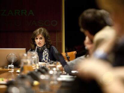Helena Franco, durante su comparecencia en el Parlamento vasco.