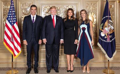  Pedro Sánchez, Donald y Melania Trump y Begoña Gómez.