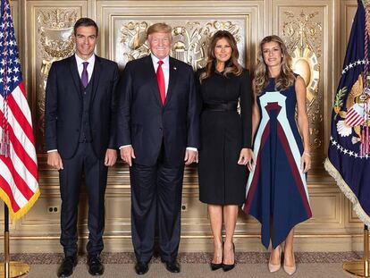  Pedro Sánchez, Donald y Melania Trump y Begoña Gómez.