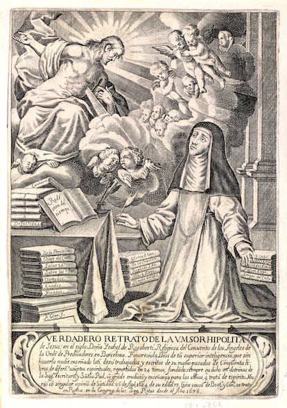 'Verdadero retrato de Sor Hipólita de Jesús' (1679), grabado de Francisco Quesádez.