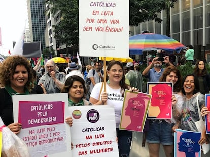 Manifestação da ONG Católicas pelo Direito de Decidir no Dia Internacional da Mulher, em março de 2020.