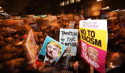 Manifestación en Londres contra la política migratoria de Donald Trump.