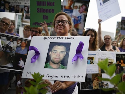 Una protesta contra Purdue Pharma, en junio de 2019.