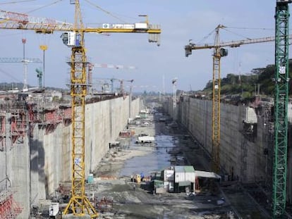 Obras para la construcci&oacute;n del Canal de Panam&aacute;. 