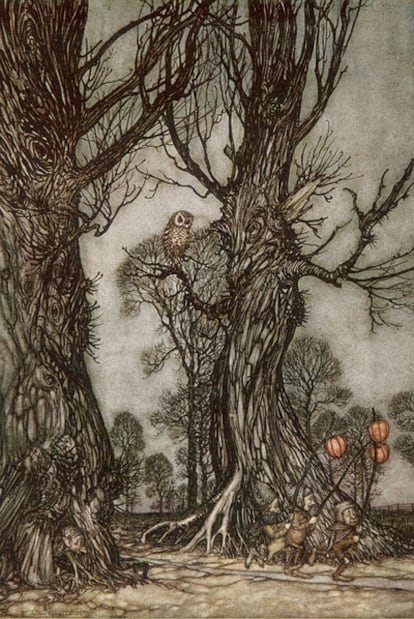 Ilustración de Arthur Rackham en <i>Peter Pan in Kensington Gardens.</i>