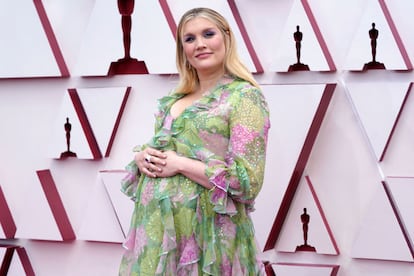 Emerald Fennell, con un diseño de Gucci en la alfombra roja.