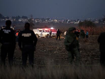 Escena del accidente del helicóptero en el que viajaba Martha Érika Alonso, el 24 de diciembre de 2018.