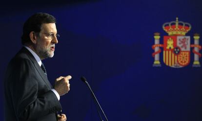 Rajoy, en la conferencia de prensa que dio ayer en Bruselas.