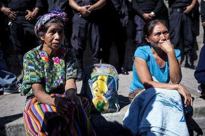 Women in Guatemala hold a protest over poverty last month.