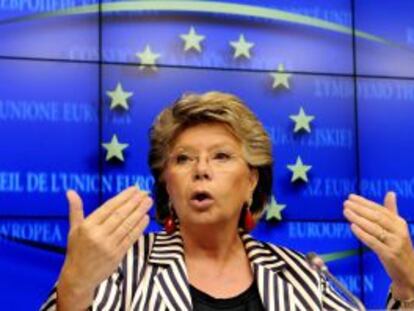 Viviane Reding, durante una conferencia de prensa en Bruselas.