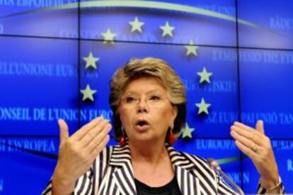 Viviane Reding, durante una conferencia de prensa en Bruselas.