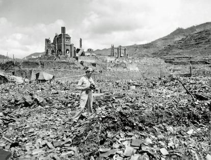 A cidade japonesa de Hiroshima após o ataque nuclear de 6 de agosto de 1945. 