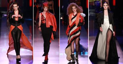 El negro y el rojo han sido las apuestas cromáticas más potentes de Gaultier en su nueva colección de alta costura presentada en la última jornada de la Semana de la Moda de alta costura de París.