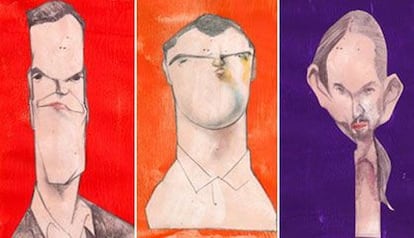 Pedro Sánchez, Albert Rivera and Pablo Iglesias, as drawn by Sciammarella.