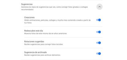 Configura las sugerencias de Google Fotos.