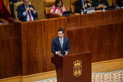 Alberto Oliver, diputado de Más Madrid, en el Parlamento regional.