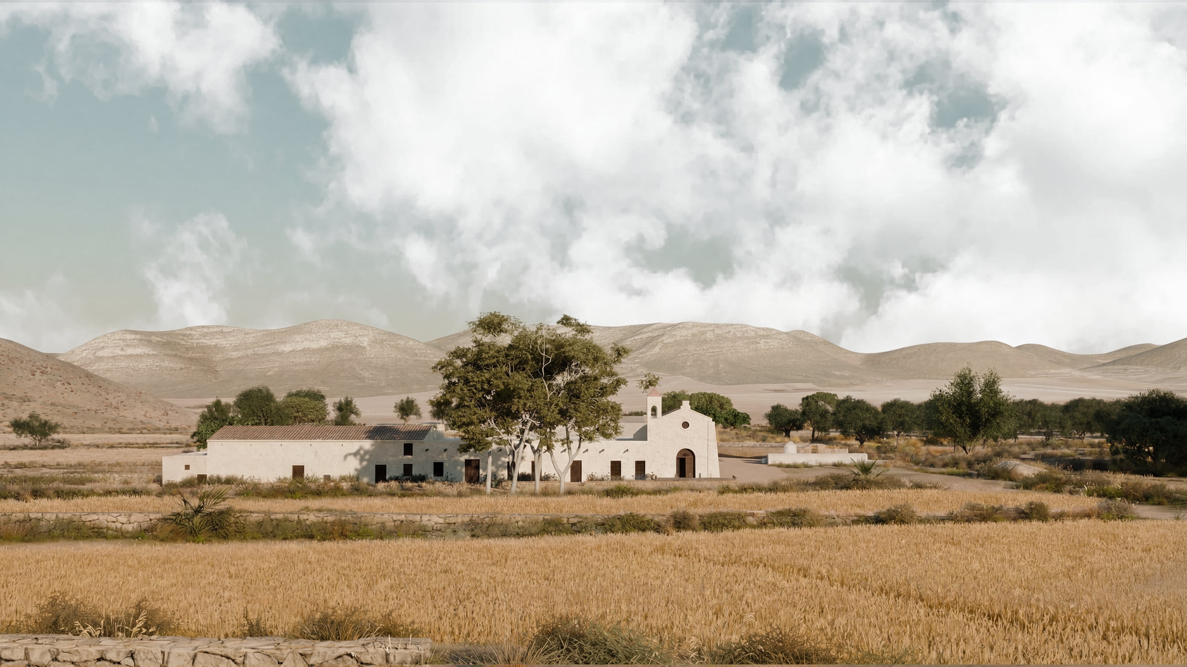 Recreación del proyecto de rehabilitación del Cortijo del Fraile que lidera la Diputación de Almería.