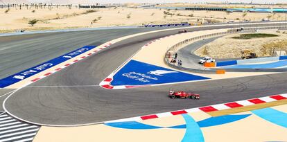Fernando Alonso en el circuito de Bahréin.