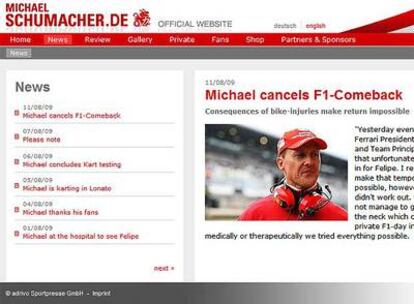 Imagen de la web oficial de Michael Schumacher.