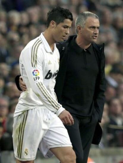 Mourinho y Cristiano, en el Camp Nou.