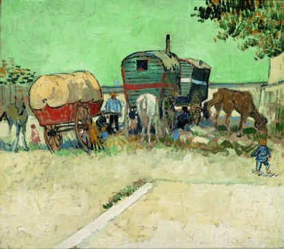 'Las caravanas, campamento gitano cerca de Arlés', 1888, de Vincent van Gogh.