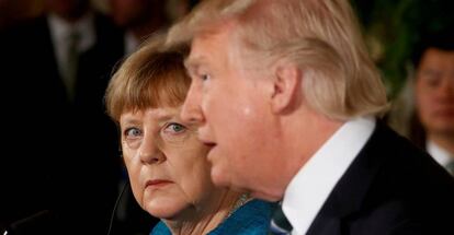 Angela Merkel, junto a Donald Trump en marzo de 2017.