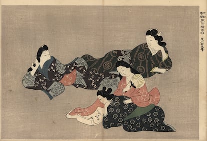 Una pintura de Masanobu Okumura (1686-1764), circa 1880.