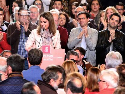 Estela Goikoetxea, durante su mitin en Madrid. 