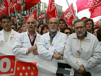 Manifestación en Madrid en defensa del hospital de Leganés.