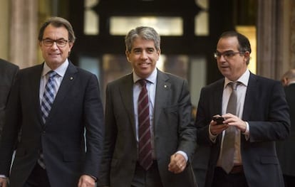 Francesc Homs (centre) amb Artur Mas i Jordi Turull.