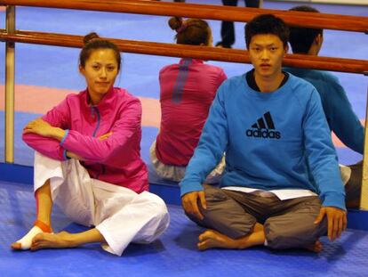 Yung Shu-Chun, a la izquierda, y Wei Chen-Yang, ayer en Getxo.