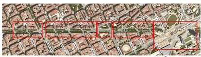 El trazado del tranvía de Barcelona entre Glòries y la calle de Girona.