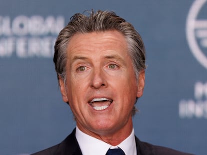 Gavin Newsom, Governor, State of California speaks at the 2023 Milken Institute Global Conference in Beverly Hills, California, U.S., May 2, 2023.