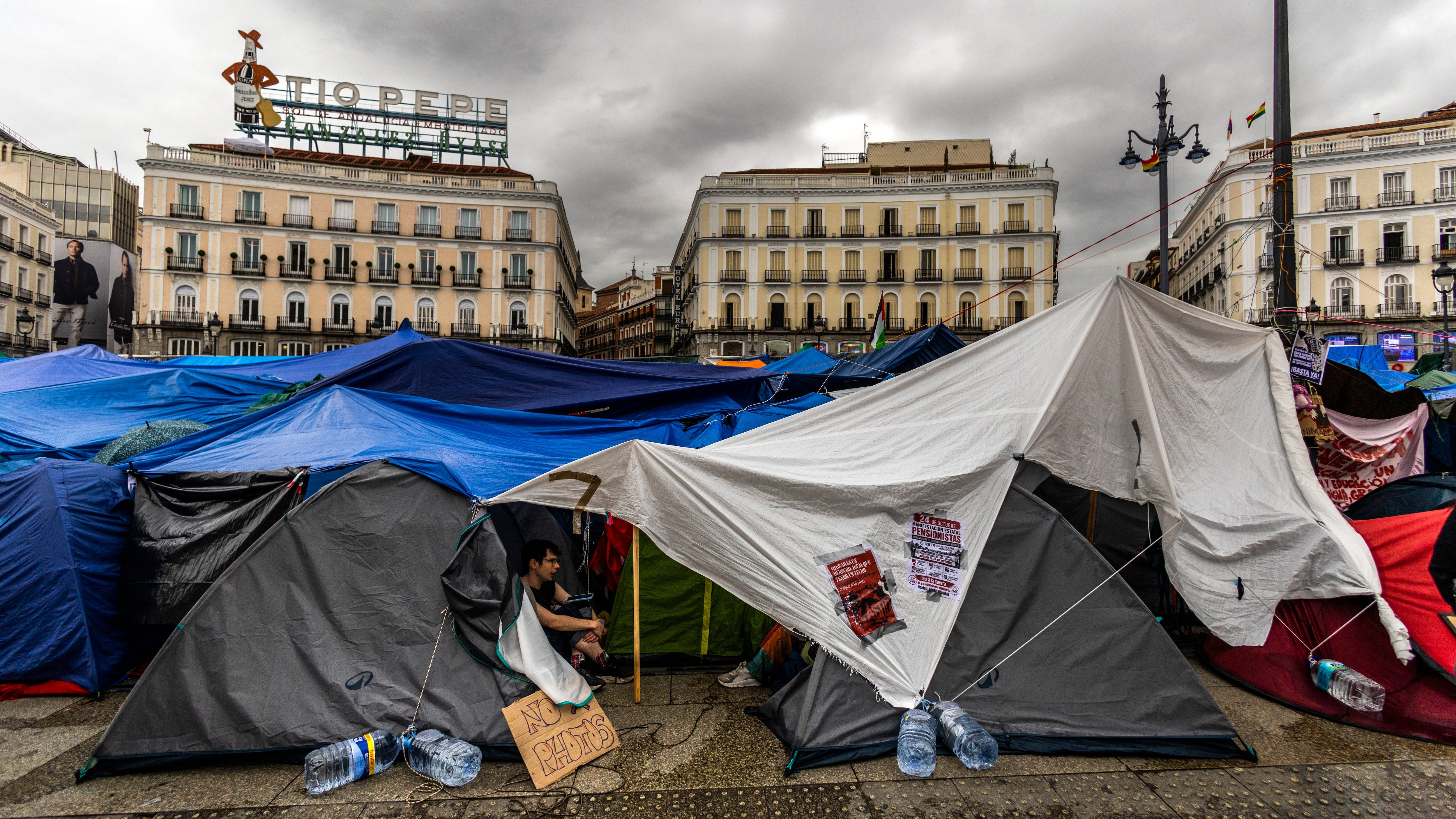 Vista de la acampada de la Puerta del Sol, el 6 de octubre.