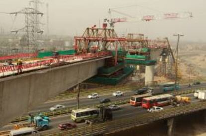 Vista general de la construcción del segundo tramo de la Línea 1 del Metro de Lima, en Lima (Perú).