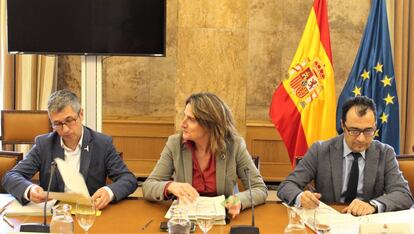 La vicepresidenta de Transición Ecológica, Teresa Ribera, en la presentación del anteproyecto de Ley de Cambio Climática en el Consejo Asesor de Medio Ambiente.