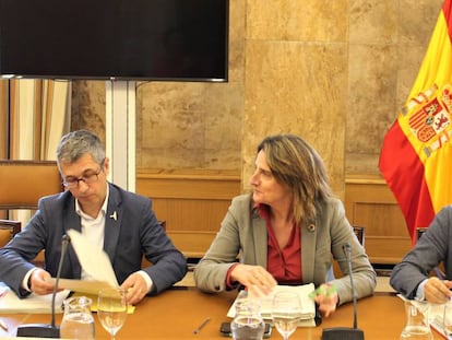 La vicepresidenta de Transición Ecológica, Teresa Ribera, en la presentación del anteproyecto de Ley de Cambio Climática en el Consejo Asesor de Medio Ambiente. 