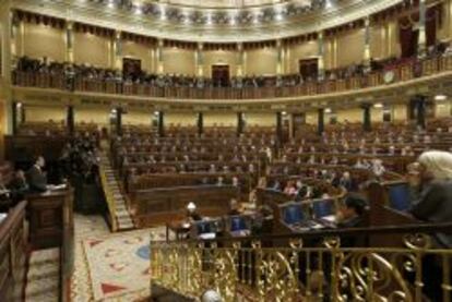 El presidente del Gobierno, Mariano Rajoy, durante su intervenci&oacute;n en su primer debate sobre el estado de la naci&oacute;n al frente del Ejecutivo.