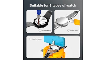 Watch repair kit on white background.