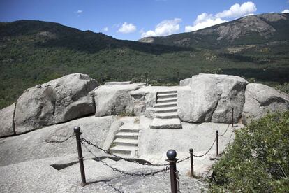 Silla de Felipe II, desde donde se contempla el monasterio de El Escorial. 