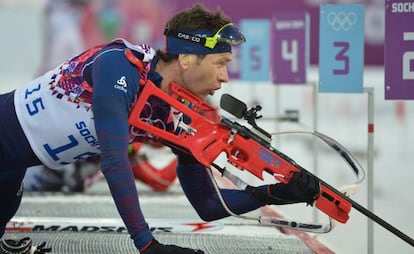 Einar Bjoerndalen durante la prueba de Biatlón.