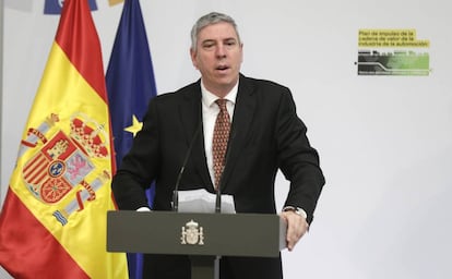 El presidente de la Asociación Española de Fabricantes de Automóviles y Camiones (Anfac), José Vicente de los Mozos, en el acto de presentación del Plan de impulso de la cadena de valor de la industria de la automoción: Hacia una movilidad sostenible y conectada, el 15 de junio.