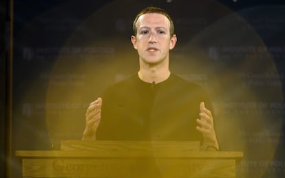 Mark Zuckerberg en una conferencia en la Universidad de Georgetown, en Washington en 2019.