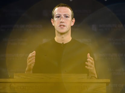 Mark Zuckerberg numa entrevista coletiva na Universidade Georgetown, em Washington, em 2019.