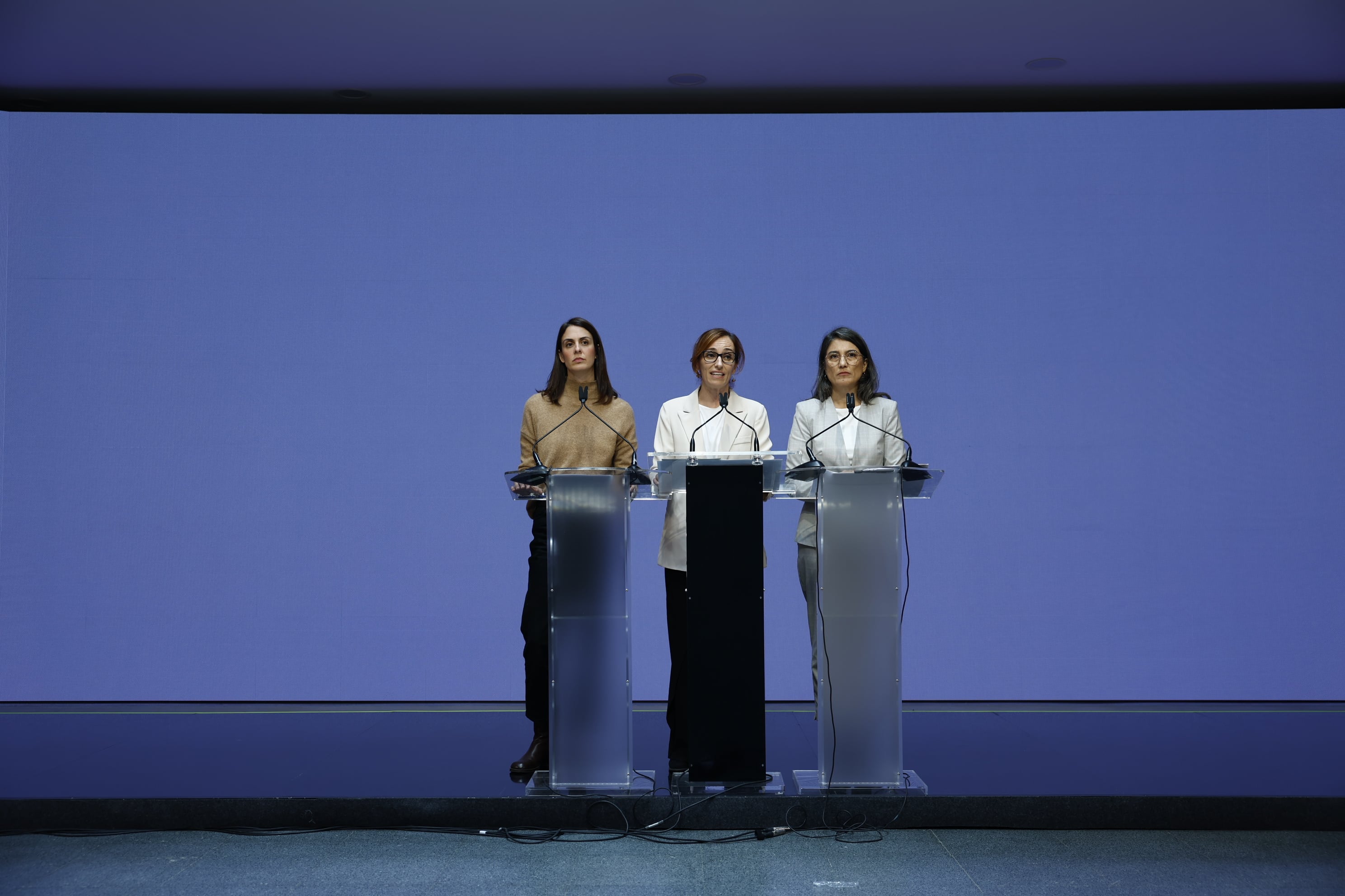 Rita Maestre, Mónica García y Manuela Bergerot, el 28 de octubre en Madrid.